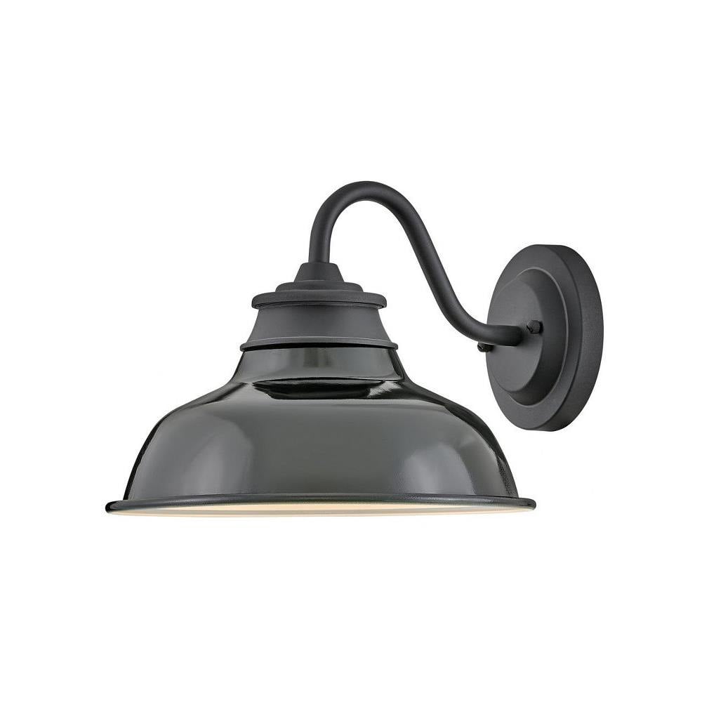14W 1 Led Outdoor Small Gooseneck Barn Light Wall Mount in Industrial Style-9.5 inches Tall and 12 inches Wide-Museum Black/Gloss Black Finish Bailey