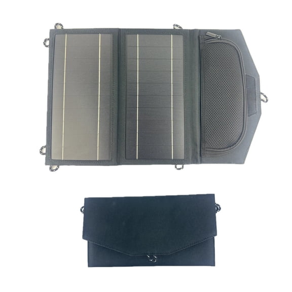 14W USB ETFE Solar Panel Folding Power Bank Outdoor Camping Hiking Phone Charger