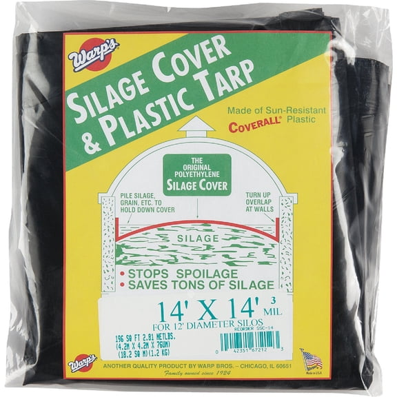 Warp Bros. 14X14 BLACK TARP/SILO CAP Pack of 12  Interior & Exterior Use, Professional Finish