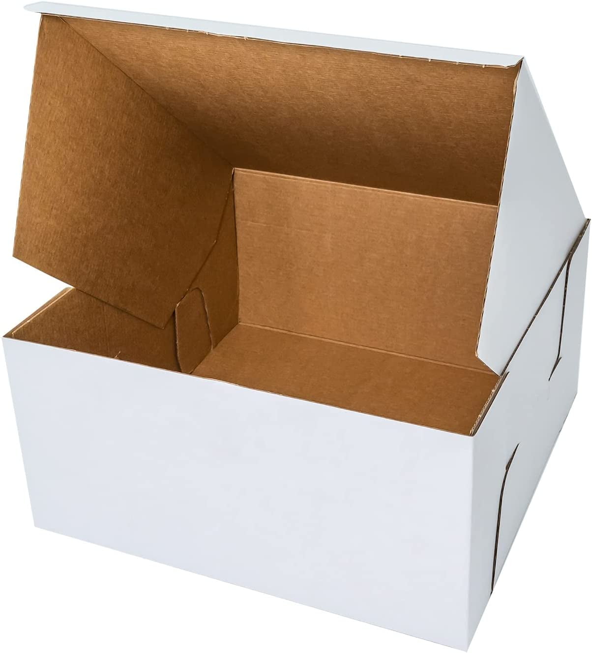 14X14x6 Inches Corrugated HeavyDuty White/Brown Sturdy Cake Boxes (50