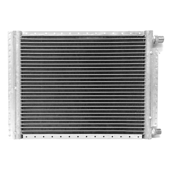 14X18 UNIVERSAL PARALLEL FLOW CONDENSER 14"H X 18"L 20mm W 4 Rails Aluminum #8 O-ring IN #6 O-ring OUT
