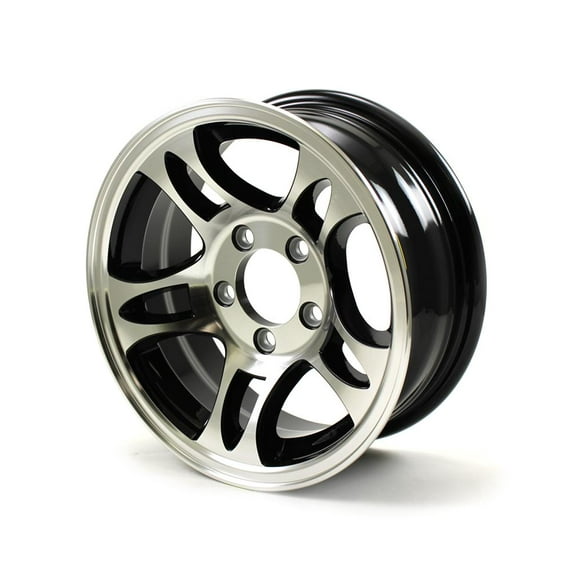 14X5.5 5-Lug on 4.5" Aluminum S5 Trailer Wheel - Black inlay - S545545B