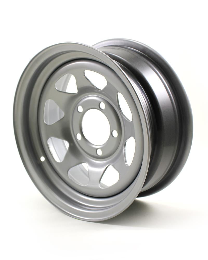 14X5.5 5-Lug on 4.5" Silver Spoke Trailer Wheel