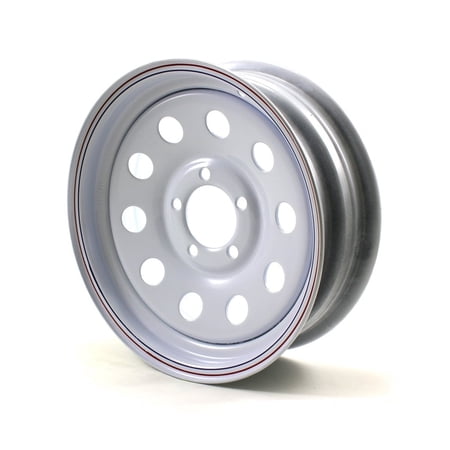 "Recstuff Steel Trailer Wheel Rim 14x5.5 5-Lug on 4.5"" White Mod"