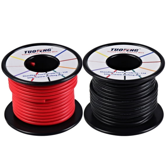 14awg Wire, Soft and Flexible Silicone Insulated Wire 66 Feet [33 ft Black And 33 ft Red ] Stranded Wire High temperature resist