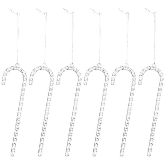 14cm Acrylic Candy Cane Ornament Transparent Christmas Pendant Colorful Ice Cone Cane Tree Decoration Holiday Hanging Accent Festive Christmas Decor