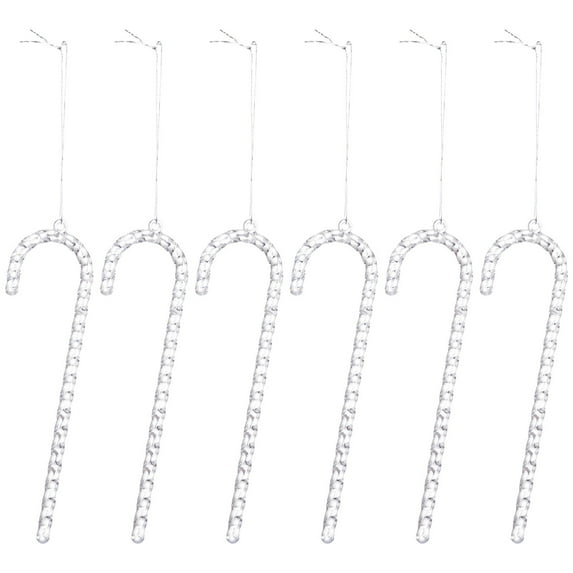 14cm Acrylic Candy Cane Ornament Transparent Christmas Pendant Colorful Ice Cone Cane Tree Decoration Holiday Hanging Accent Festive Christmas Decor