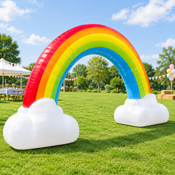 14ft Inflatable Rainbow Arch with Cloud, LED Lights for Outdoor Yard Party Decor