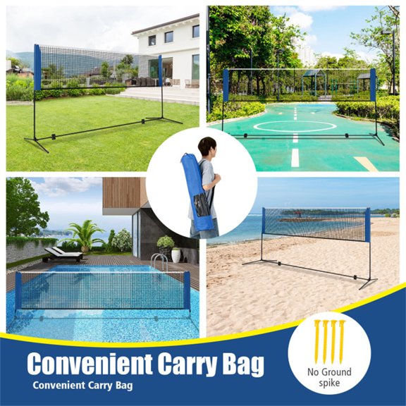 14ft Portable Multi-Sport Net Set with Adjustable Height 33.5-61In for Badminton Volleyball Pickleball Tennis,Quick Setup Portable Stand for Backyard Beach Poolside Driveway Family Games