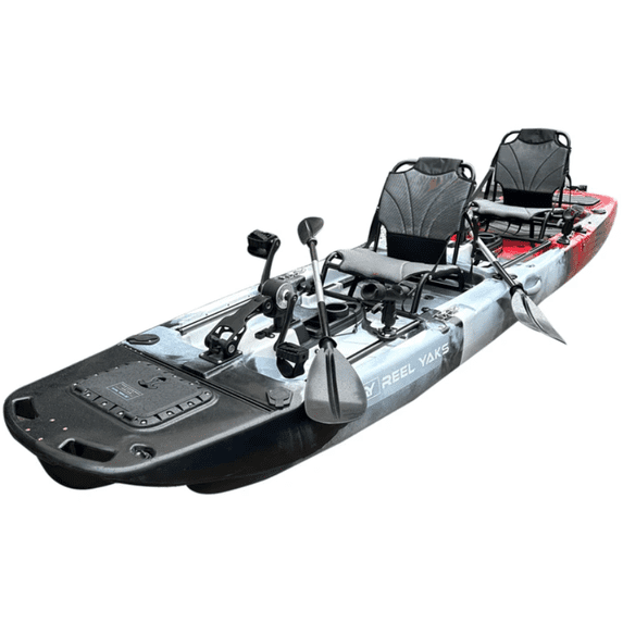14ft Reel Yaks Raider Modular Kayak | Go Tandem or Solo | Propeller Drive Pedal Fishing Kayak | 530lbs Capacity | 3 Piece