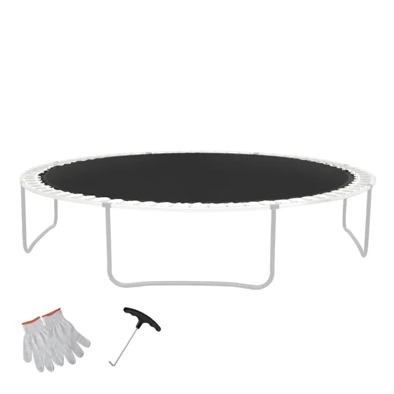 14ft Replacement Trampoline Mat for Round Frames,UV-Resistant Jumping Mat with Durable V-Rings and Spring Tool,Fits 6.5-7 Inch Springs