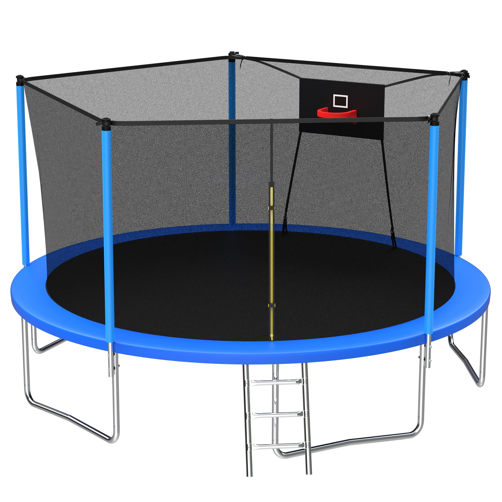 14ft Trampoline with Basketball hoop, SEGMART Upgraded Round Outdoor Kids Trampoline with Enclosure Net, Heavy Duty Backyard Trampoline, Recreational Trampoline for Adults Kids