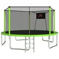 thumbnail image 1 of Leumius 14ft Trampoline for Kids,Outdoor Recreational Trampoline with Basketball Hoop and Enclosure Net,Green, 1 of 8