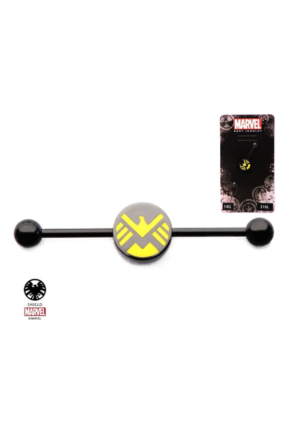 14g 1 3/8s Black Plated Barbell S.H.I.E.L.D 316L Stainless Steel Body Piercing