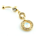 thumbnail image 1 of 14g (1.6mm) Stainless Steel Gold Cubic Zirconia Dangle Belly Ring Navel Piercing Body Jewelry, 1 of 2