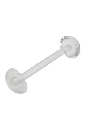 14g Clear Bioflex Tongue Ring Retainer Body Jewelry Piercing with No-ceum Half B