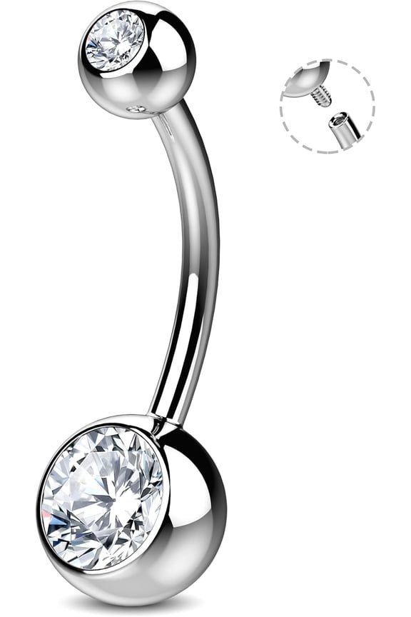 14g Real Implant Grade Titanium Belly Ring Piercing Jewelry Internal Thread - Bellybutton Rings 14 Gauge Bar Hypoallergenic G23 Navel Jewelry For Women