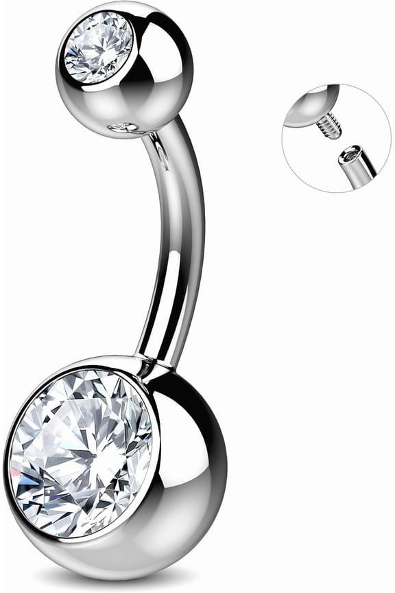 14g Real Implant Grade Titanium Belly Ring Piercing Jewelry Internal Thread - Bellybutton Rings 14 Gauge Bar Hypoallergenic G23 Navel Jewelry For Women