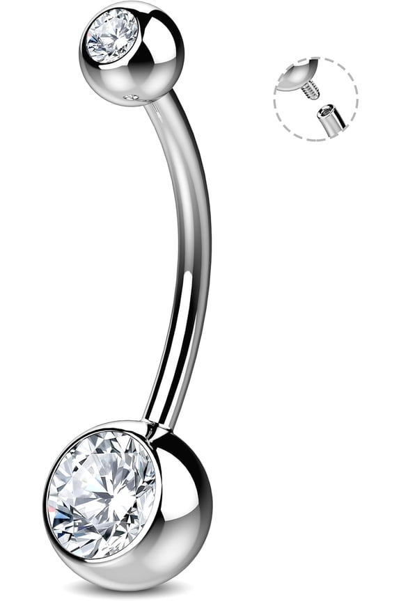 14g Real Implant Grade Titanium Belly Ring Piercing Jewelry Internal Thread - Bellybutton Rings 14 Gauge Bar Hypoallergenic G23 Navel Jewelry For Women