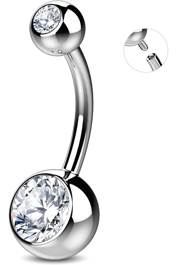 14g Real Implant Grade Titanium Belly Ring Piercing Jewelry Internal Thread - Bellybutton Rings 14 Gauge Bar Hypoallergenic G23 Navel Jewelry For Women