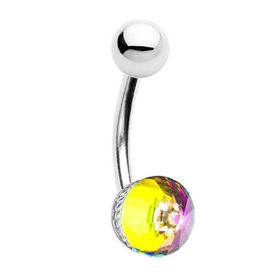 14ga Cone-Shaped Jeweled Belly Ring - 316L Surgical Steel