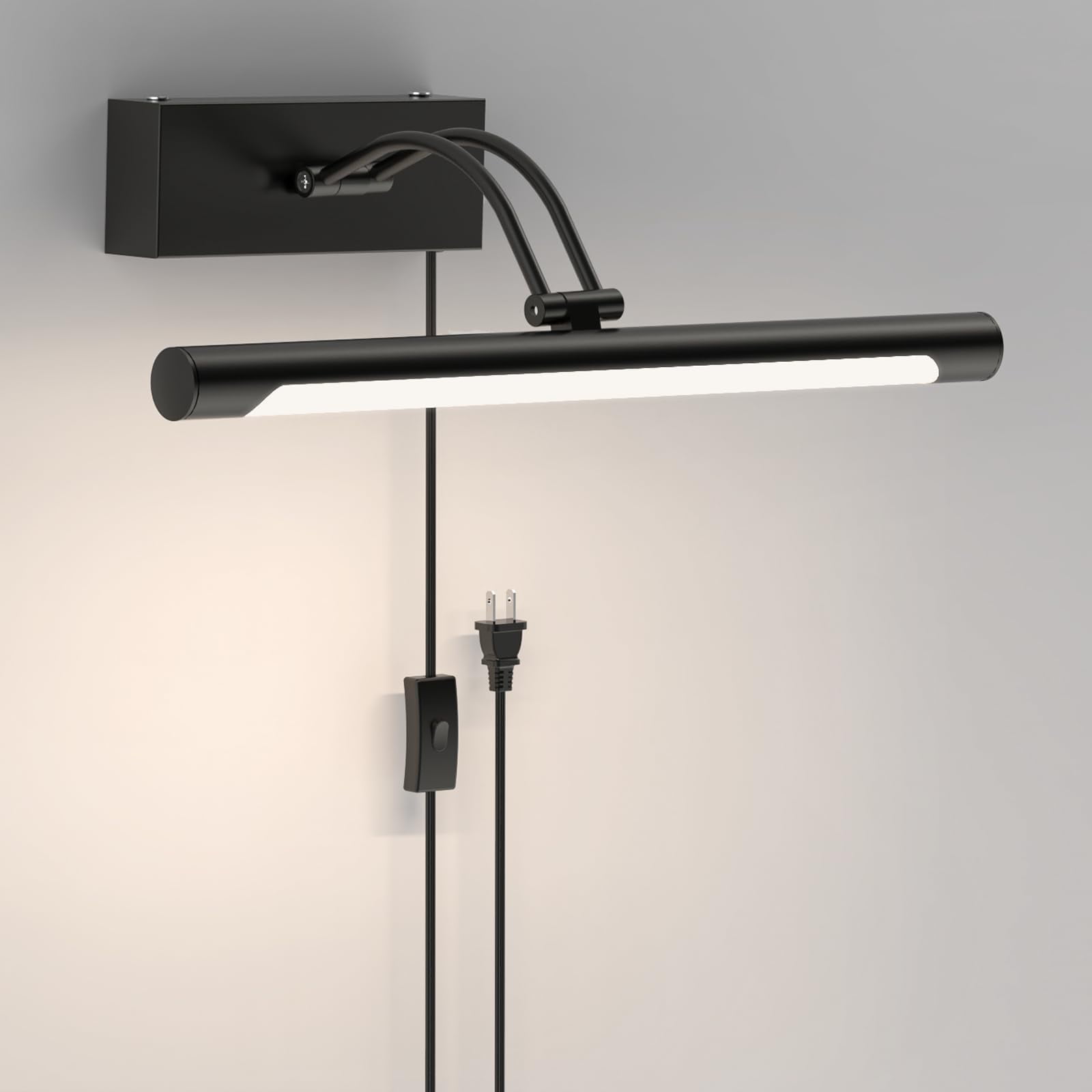 Black Hardwired LED Picture Light - 14-Inch Wall Sconce for Artwork, Dart Boards, and Gallery Displays