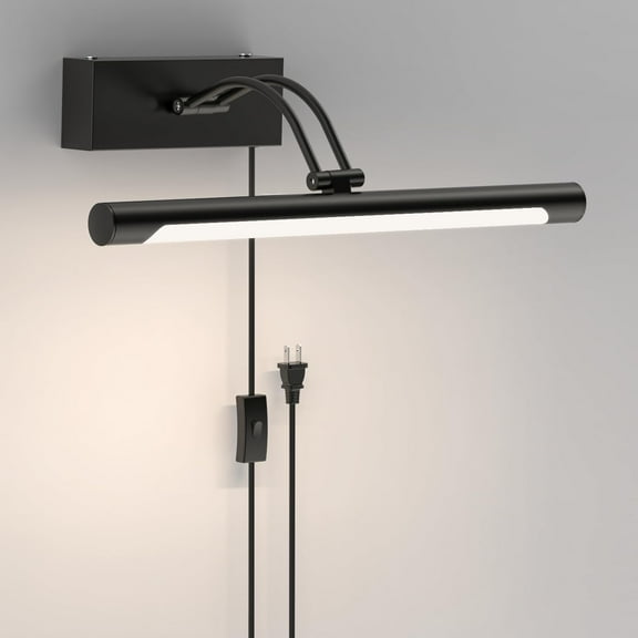 Black Hardwired LED Picture Light - 14-Inch Wall Sconce for Artwork, Dart Boards, and Gallery Displays