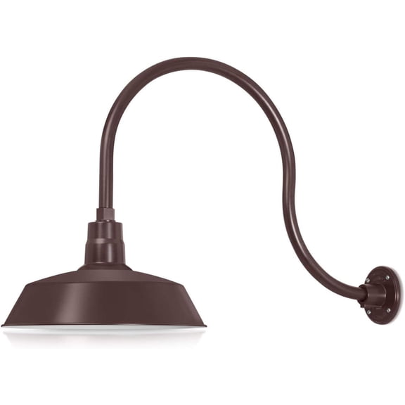 14in. Architectural Bronze Outdoor Gooseneck Barn Light Fixture With 24in. Long Extension Arm - Wall Sconce Farmhouse, Vintage, Antique Style - UL Listed - 9W 900lm A19 LED Bulb (5000K Cool White)