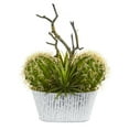 thumbnail image 1 of 14in. Cactus and Agave Succulent Artificial Plant in White Tin Planter, 1 of 2