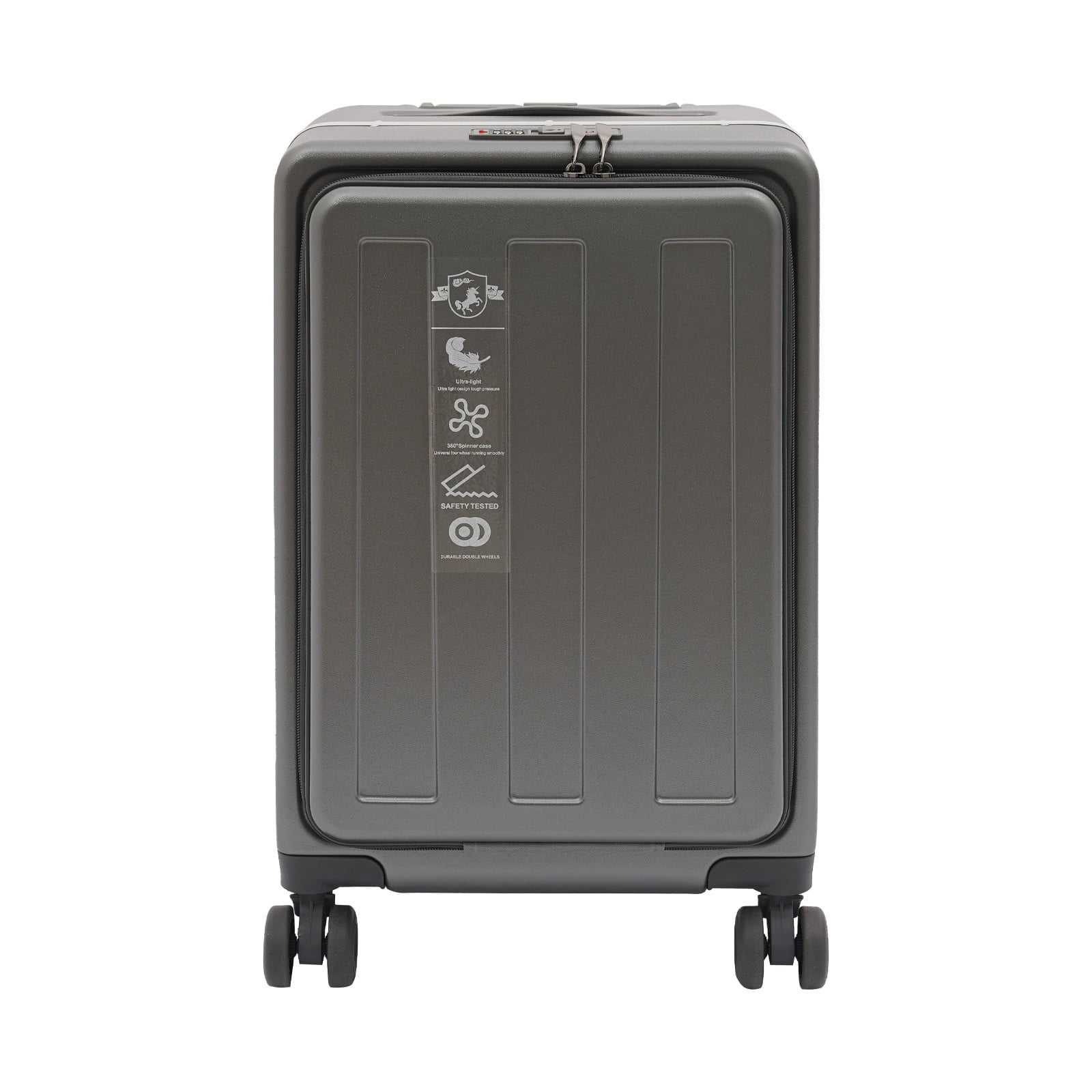 14in Carry on Luggage Hard Shell Suitcases with Laptop Compartment, Rolling Luggage with Access to Central Compartment Hardshell (Dark Grey)
