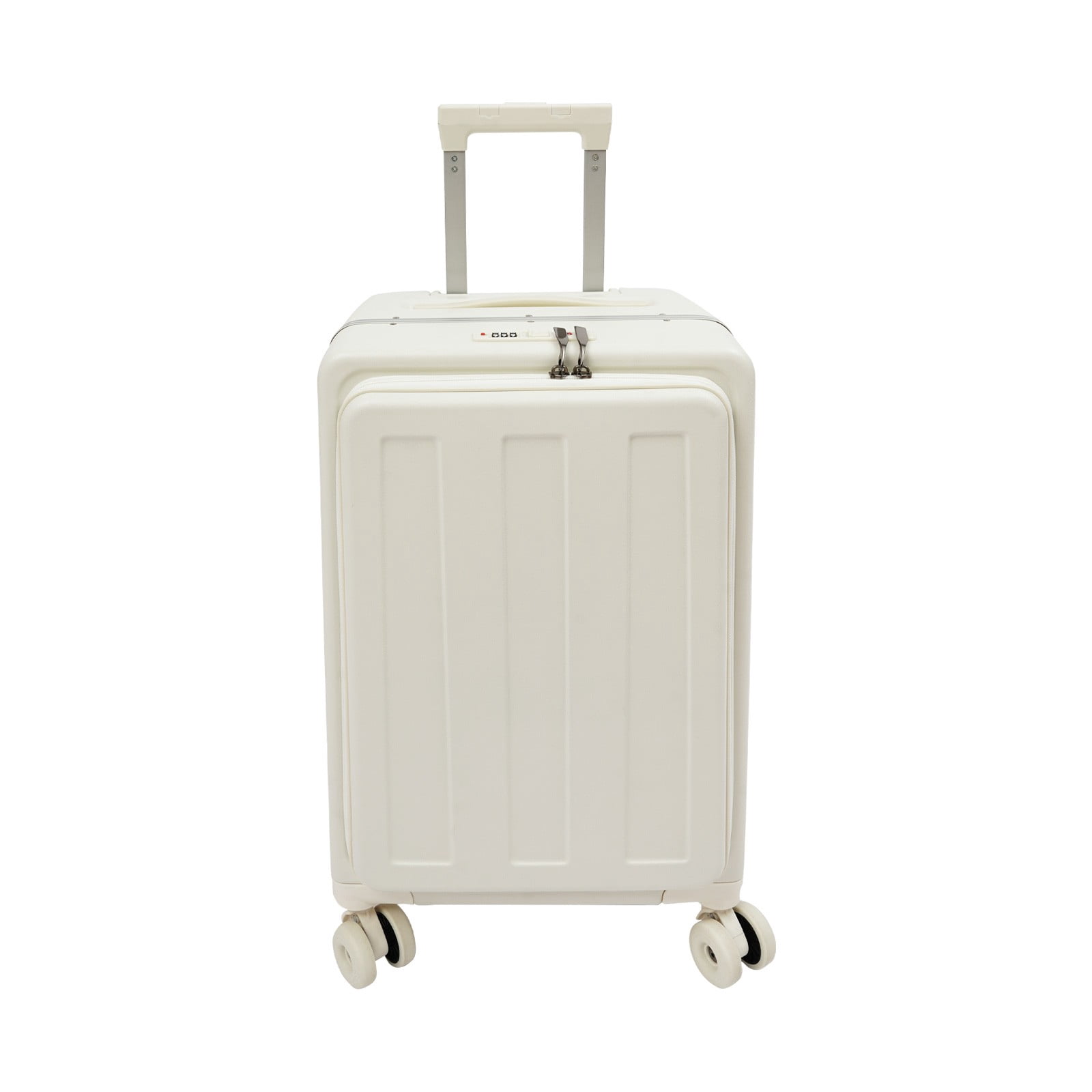 14in Carry on Luggage Hard Shell Suitcases with Laptop Compartment, Rolling Luggage with Access to Central Compartment Hardshell (White)