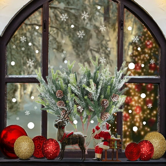 ​14in Faux Pine Christmas Branches - Year-Round Green Plastic Greenery Stems for Wreaths & Tree Decor ,Dual-Purpose Tabletop/Hanging Arrangements Green