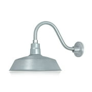 14in. Galvanized Finish Outdoor Gooseneck Barn Light Fixture With 14.5 in. Long Extension Arm - Wall Sconce Farmhouse, Vintage, Antique Style - UL Listed - 9W 900lm A19 LED Bulb (5000K Cool White)