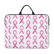 14in Laptop Interior Case Splash Resistant Dirt Smooth Zipper Portable Handle Modern Pink Ribbon Pattern