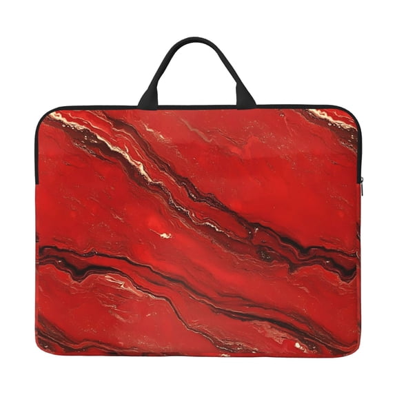 14in Laptop Interior Case Splash Resistant Dirt Smooth Zipper Portable Handle Red Marble_2