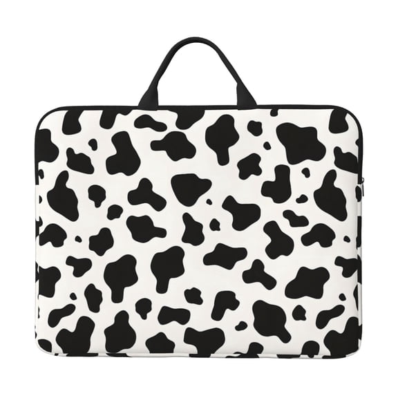 14in Laptop Interior Case Splash Resistant Dirt Smooth Zipper Portable Handle Simple Cow Print Pattern, Vector Art Style_1