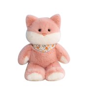 14in Pink Fox Plush Toy for Kids & Adults, Soft Fluffy Stuffed Animal Doll with Floral Bandana, Cute Cuddly Plushie
