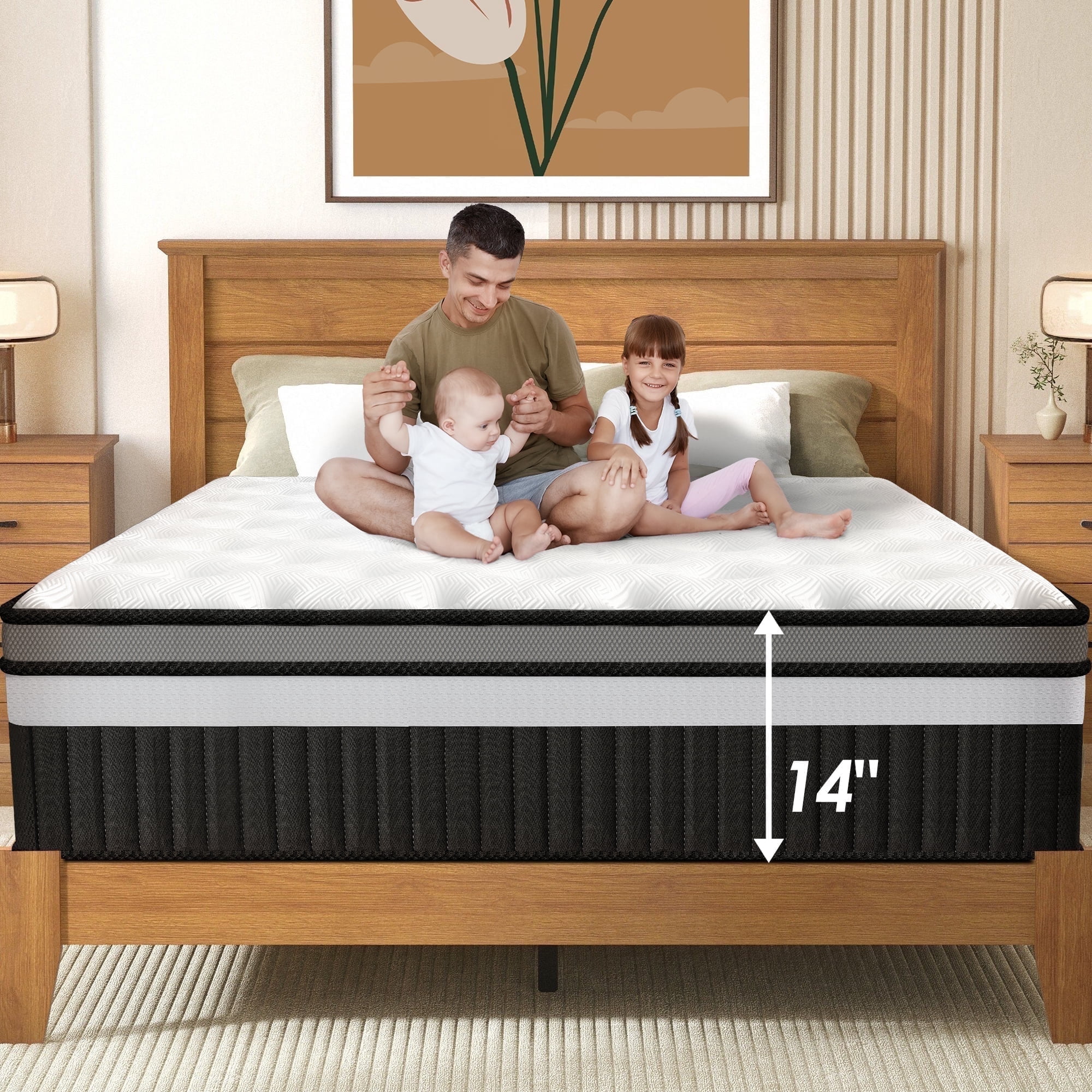 14in Queen Memory Foam Mattress, Cooling Mattress in a Box with Motion Isolation, Medium Firm, CertiPUR-US Certified, Pressure Relief