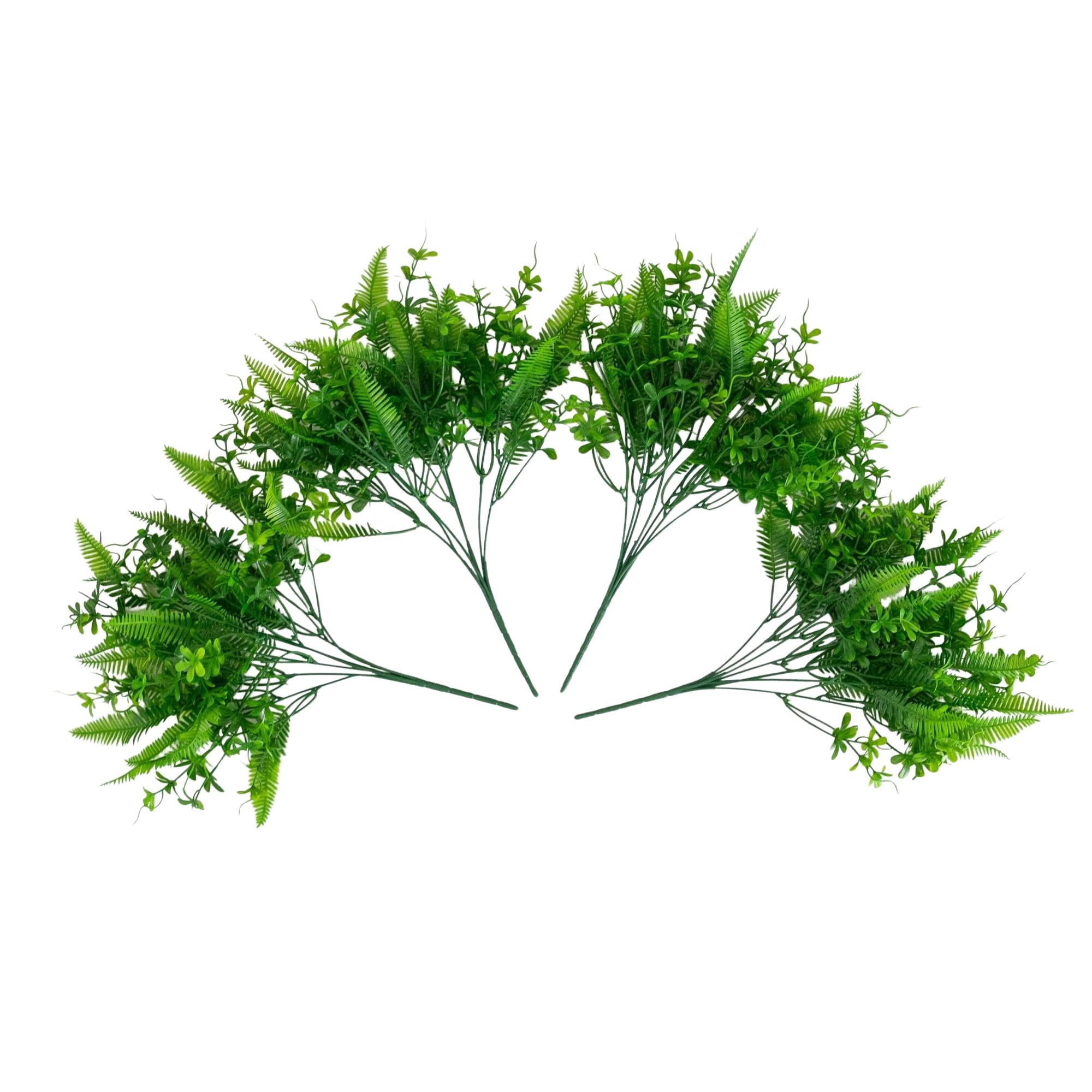 14in. UV Resistant Artificial Mixed Greens Bush (Indoor/Outdoor) - Set of 4