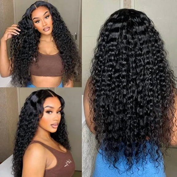 14in Water Wave 13x4 HD Lace Front Free Part Glueless Human Hair Wig Pre Cut Lace