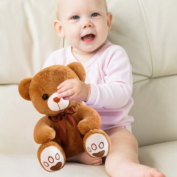 14in Weighted Mochi Bear Plush - Premium Eco PP Filling Sensory Companion for Soothing Comfort, Child-Safe Gift Set Brown