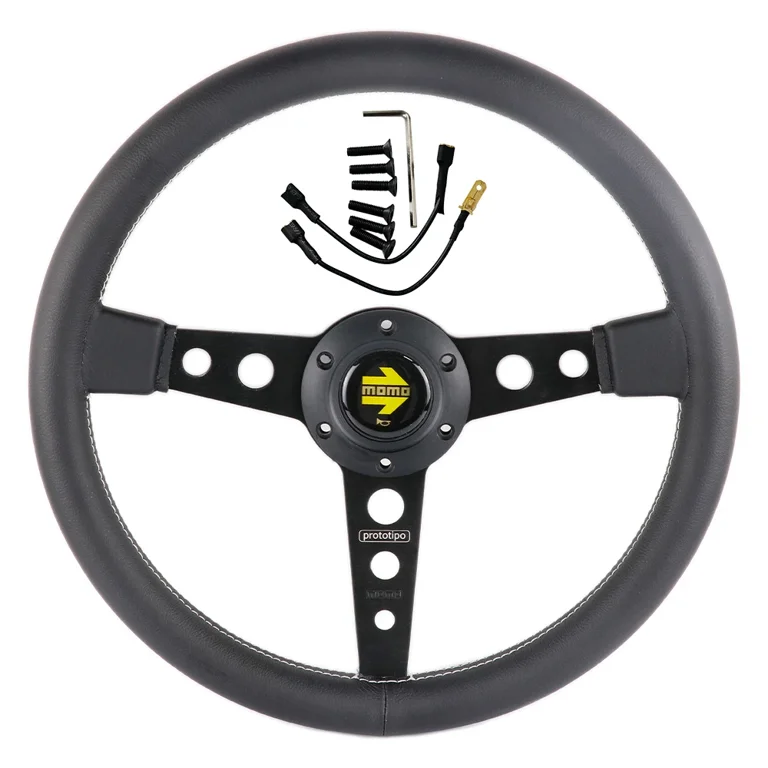 momo prototipo φ350 Momo Prototipo Steering Wheel 350 mm - Black Leather/Wht