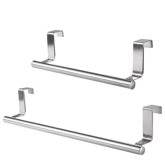 14inch Cabinet Towel Bar Over Cabinet Towel Rack Storage Organizer Hang on Cabinet or Door Towel Bar Towel Bar Holder for Kitchen,Stainless Steel,2Pack