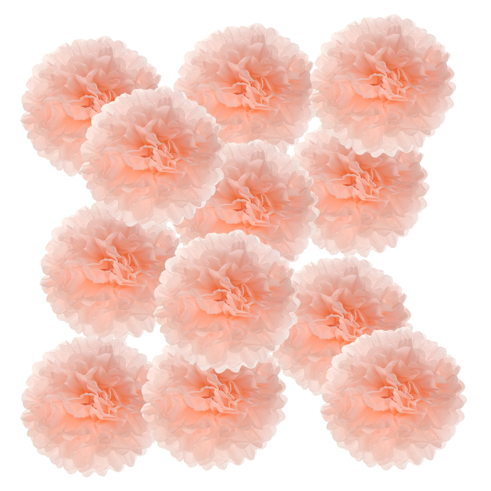 14inch Tissue Paper Pom Poms, 12PCS Pom Poms Paper Flowers Ball Tissue Paper Flowers for Wedding Bridal Shower Birthday Bachelorette Party Backdrop Decoration, Light Orange