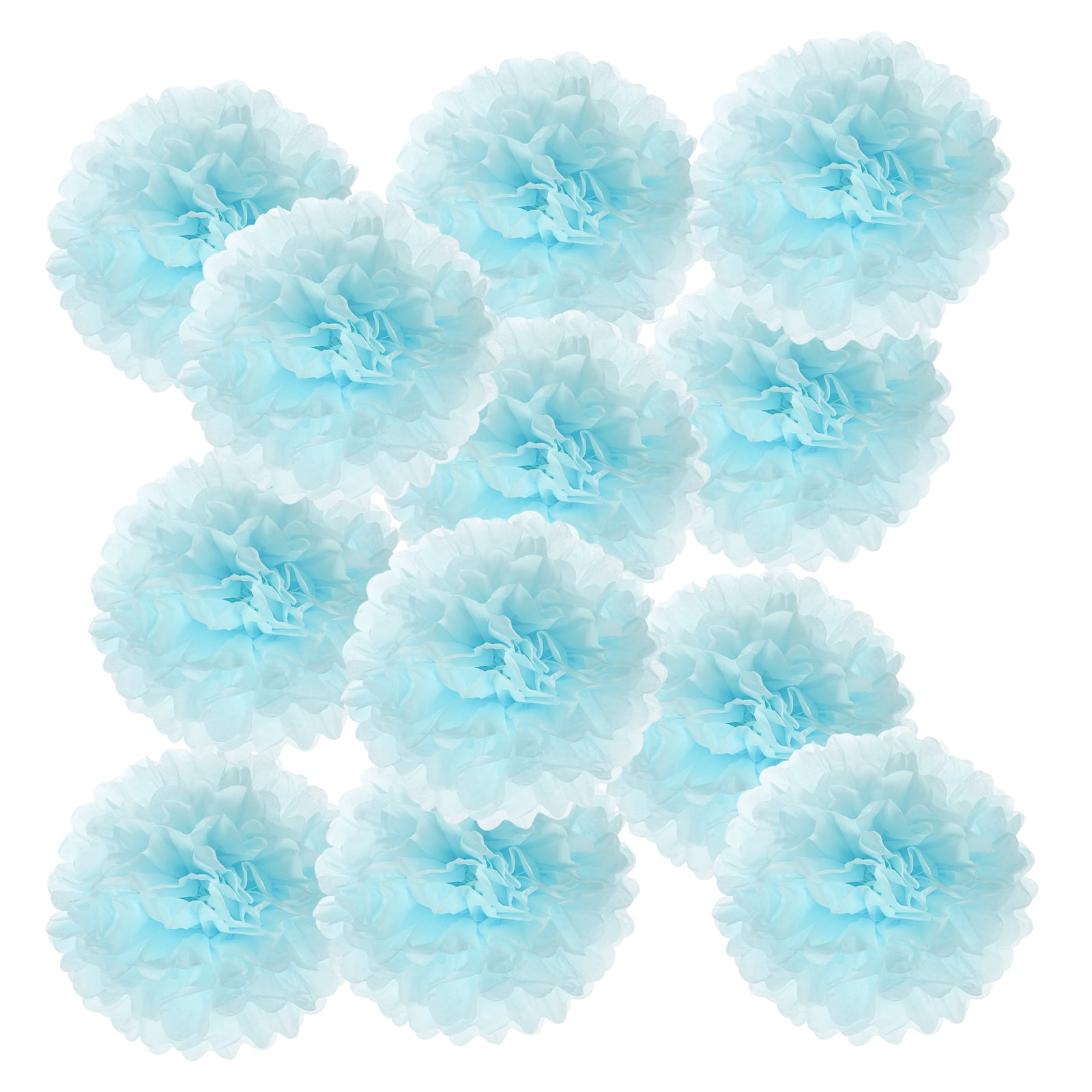 14inch Tissue Paper Pom Poms, 12PCS Pom Poms Paper Flowers Ball Tissue Paper Flowers for Wedding Bridal Shower Birthday Bachelorette Party Backdrop Decoration, Light Blue