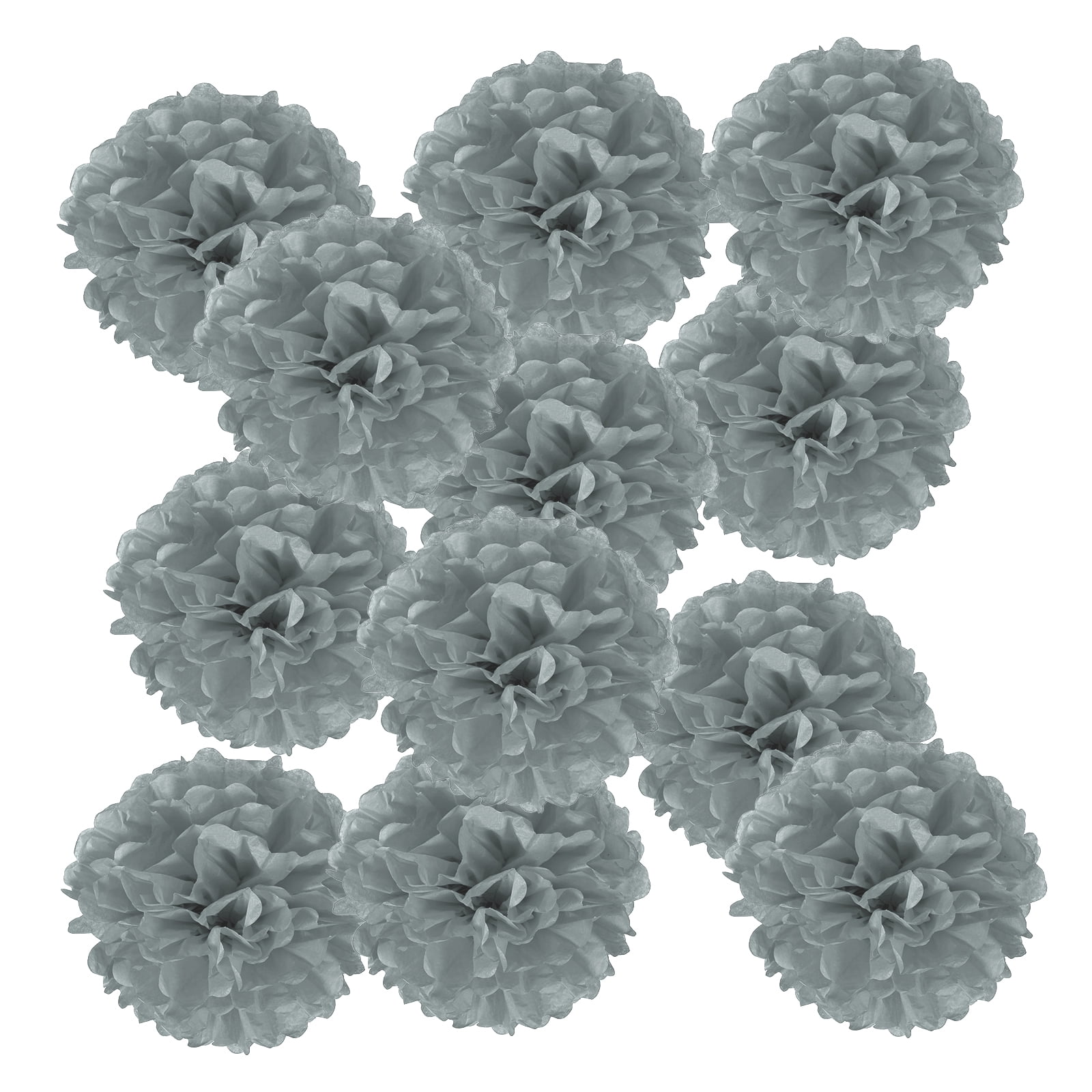 14inch Tissue Paper Pom Poms, 12PCS Pom Poms Paper Flowers Ball Tissue Paper Flowers for Wedding Bridal Shower Birthday Bachelorette Party Backdrop Decoration, Grey