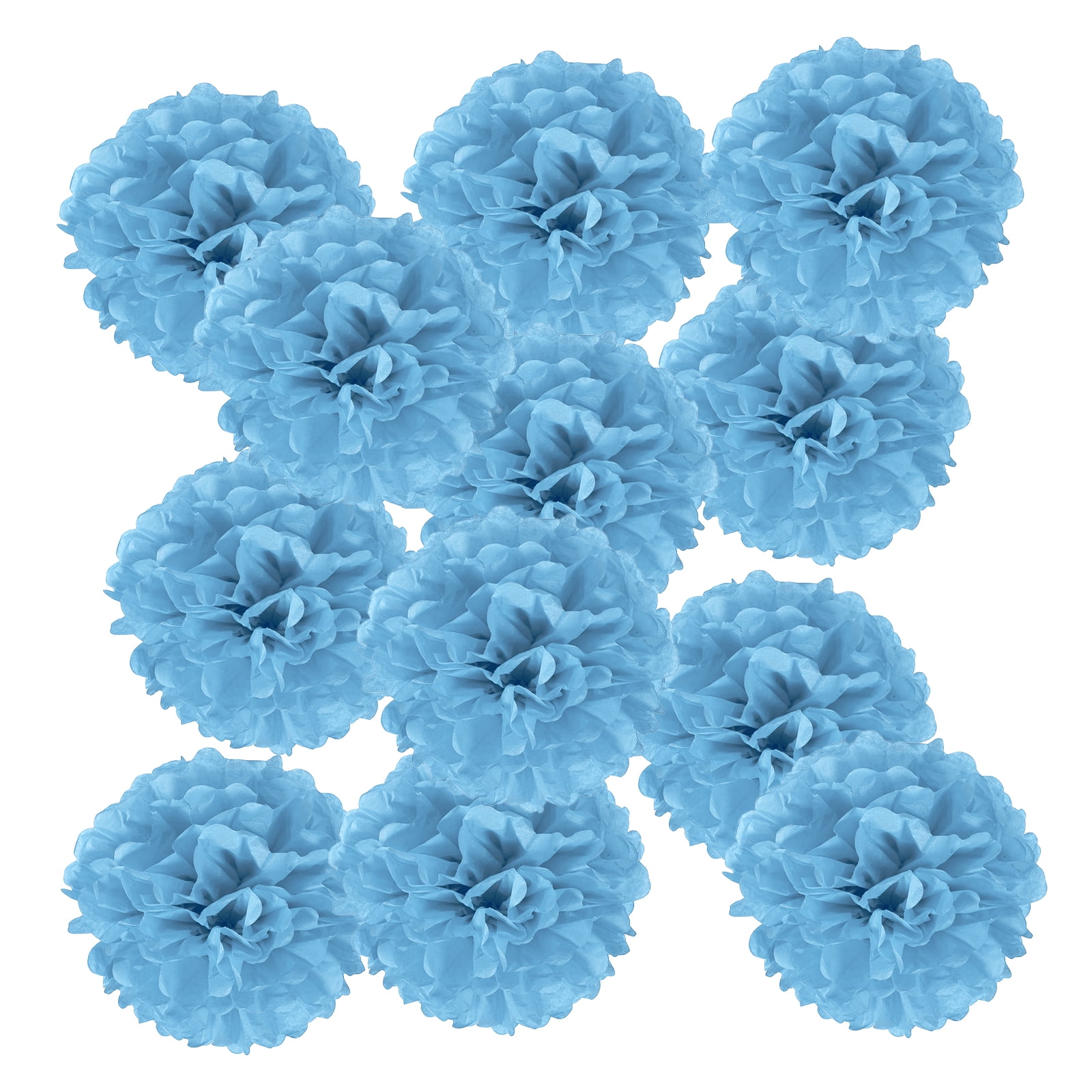 14inch Tissue Paper Pom Poms, 12PCS Pom Poms Paper Flowers Ball Tissue Paper Flowers for Wedding Bridal Shower Birthday Bachelorette Party Backdrop Decoration, Lake Blue