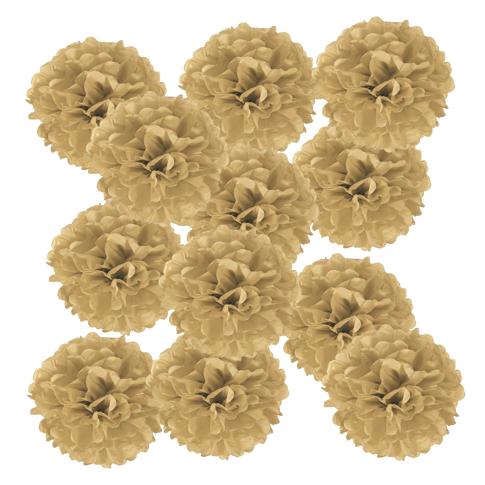 14inch Tissue Paper Pom Poms, 12PCS Pom Poms Paper Flowers Ball Tissue Paper Flowers for Wedding Bridal Shower Birthday Bachelorette Party Backdrop Decoration, Khaki