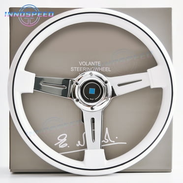 14inch White Steering Wheel with Chrome Spoke 350mm Universal JDM Racing Sport Steering Wheel for Drift Car