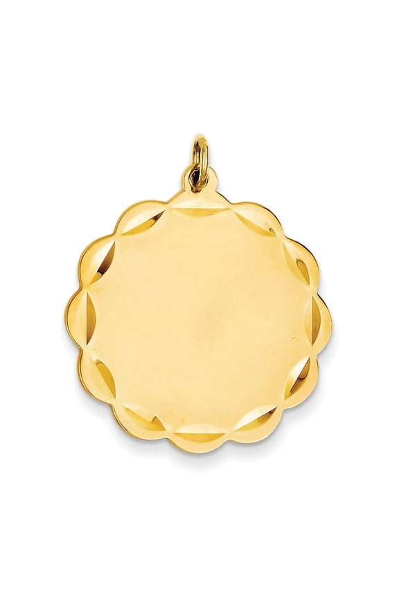 14k .035 Gauge Engravable Scalloped Disc Charm